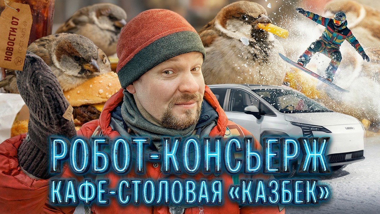 ЗИМА из космоса | На сноуборде по набережной | Ожирение у воробьев | Робот-консьерж | Шаурма резко..