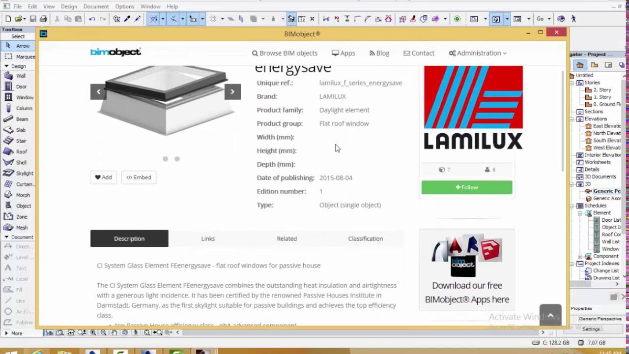 Lucernarios y claraboyas en formato BIM