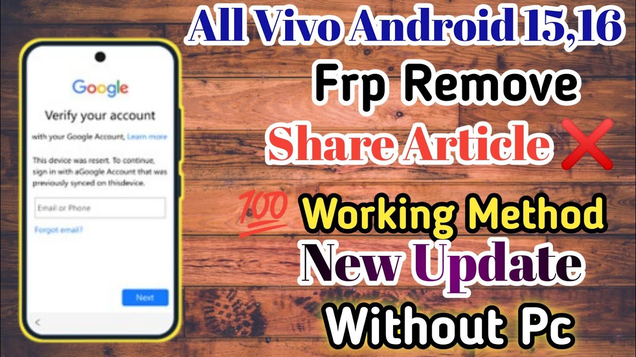 All Vivo Android 15!! Frp Remove 🆗 Share Article ❌Setting Not Open✓ 💯Working Method 2026👍Without Pc✓