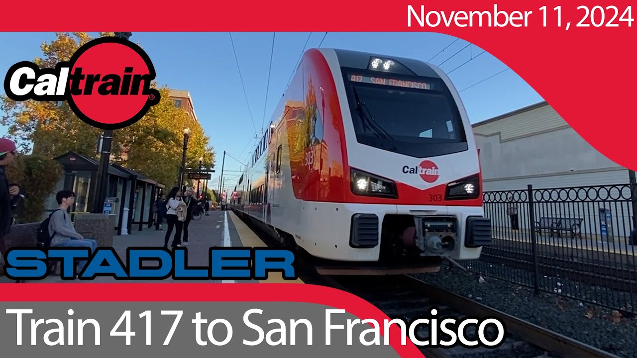 Caltrain Stadler KISS EMU Limited Train 417 to San Francisco