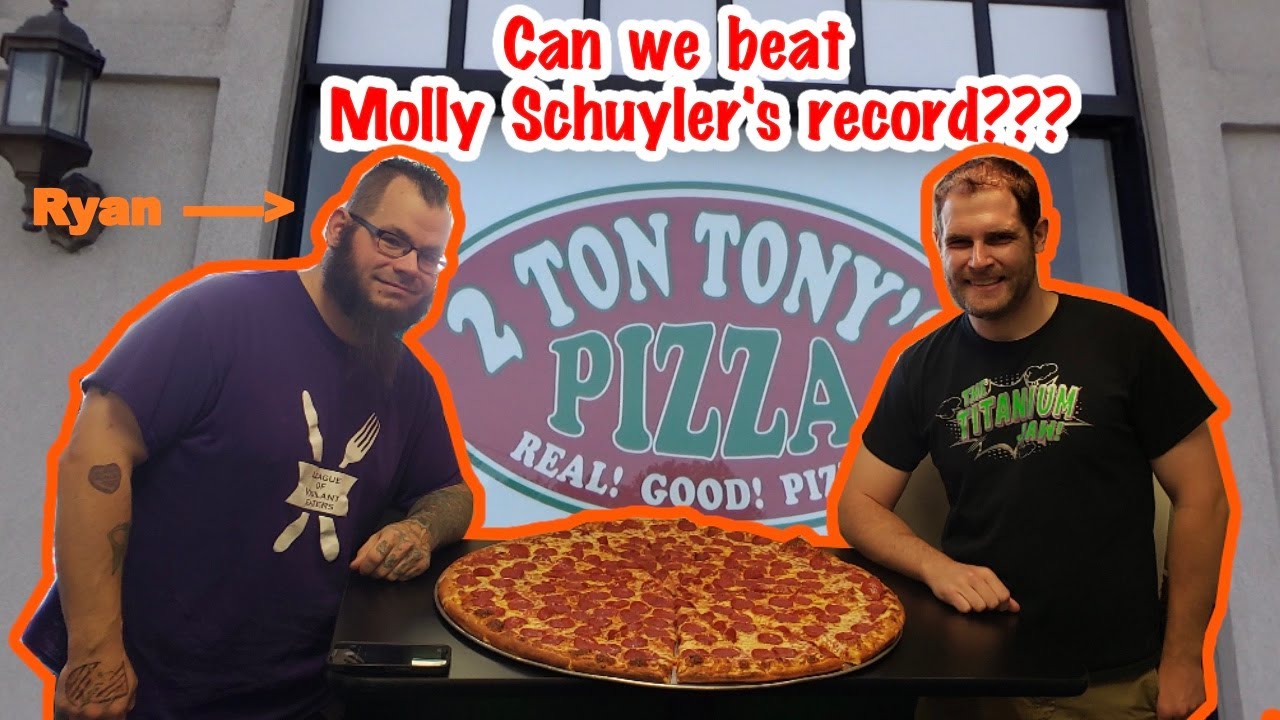 2 GUYS VS 27 INCHES (2 Ton Tony's 2 Ton-Za Pizza Challenge) ft. Ryan Laneve