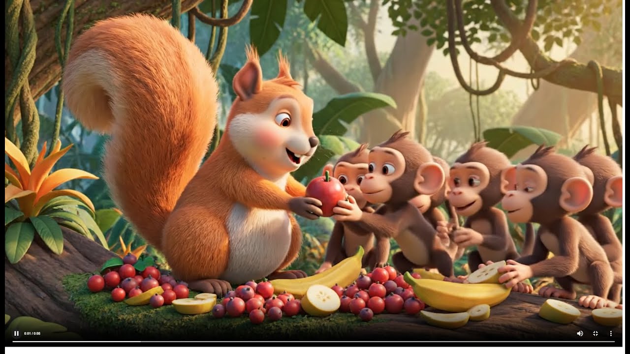 Squirrel’s Fruit Party 🍎🍌🥭 | Fun Animal Friends Celebration | Kids Cartoon