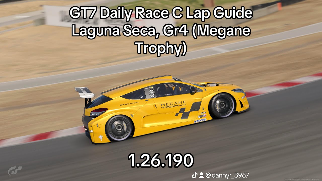 GT7 &mdash; ежедневный путеводитель по кругу C в гонке &mdash; Gr4 Laguna Seca (1.26.190)