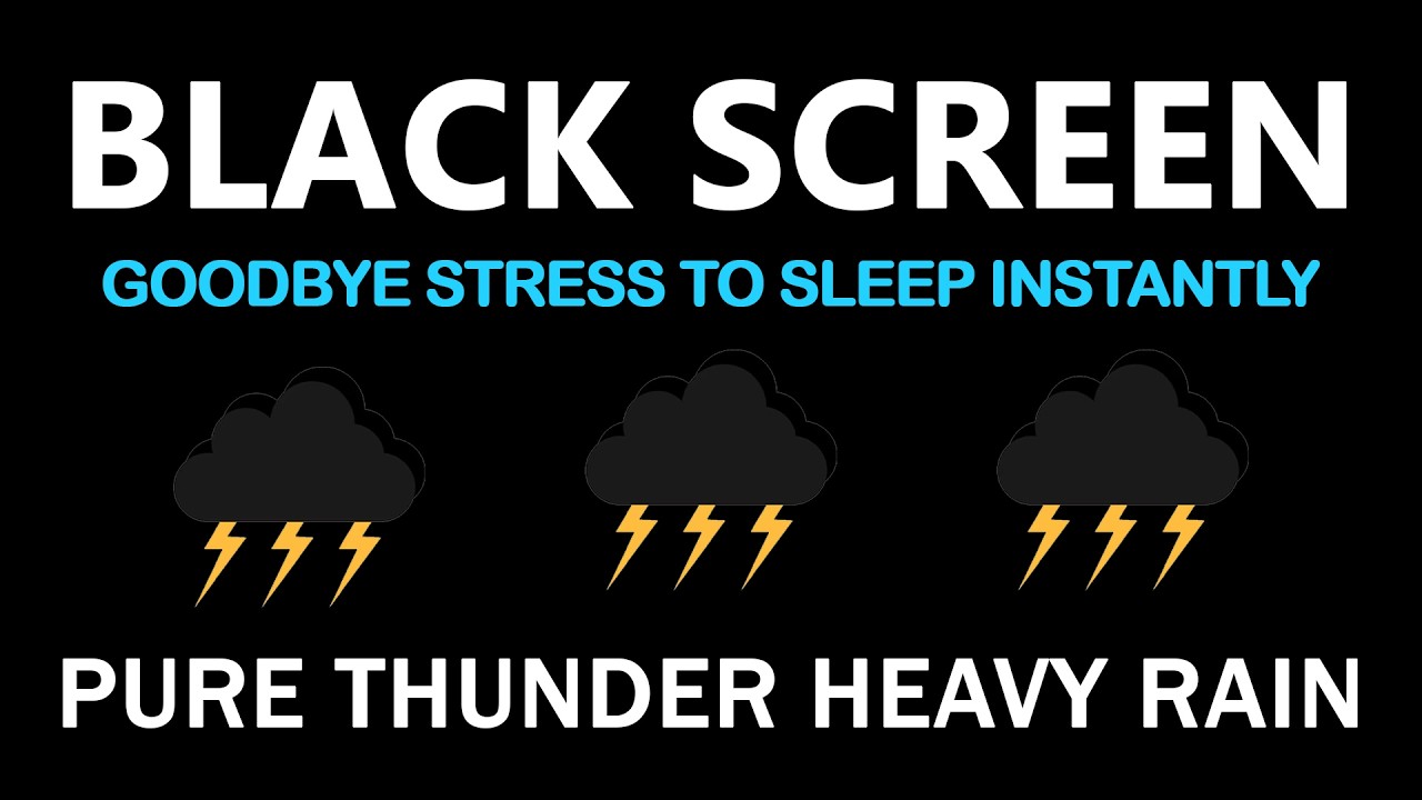 Dark Night Thunderstorm 🌧️⚡ | Black Screen Rain Sounds for Sleeping & Anxiety Relief