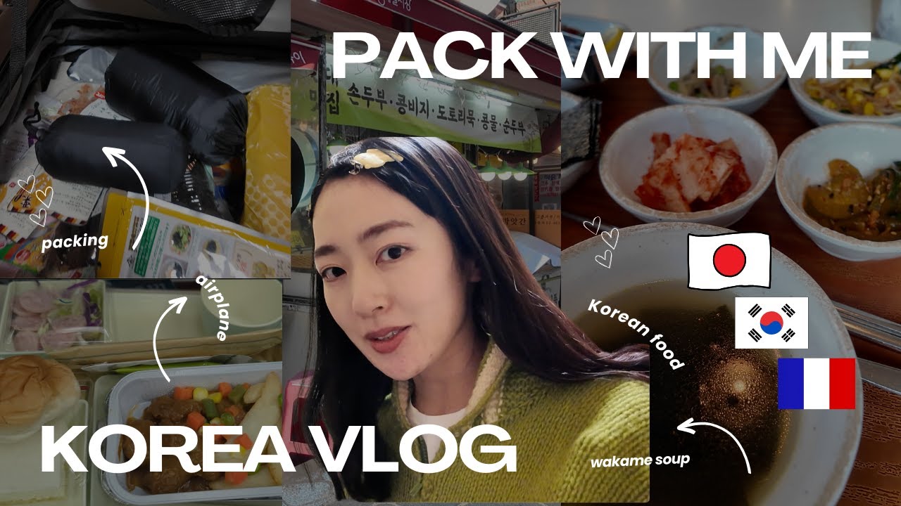 【Pack with me & Korea Vlog♡】20代2年目のフランス生活に向けてパッキング🇫🇷 /日本一時帰国購入品紹介&荷造り👜 / 韓国肌管理
