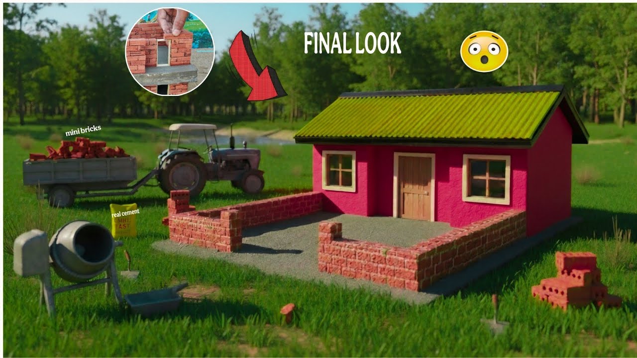 I Built a Miniature Modern House 🏚️with Real Bricks 🧱!  @HMbuildx