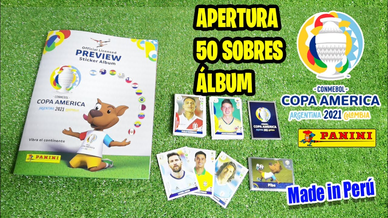 &Aacute;lbum PREVIEW COPA AM&Eacute;RICA Argentina Colombia 2021: APERTURA 50 SOBRES (Made in Per&uacute;)