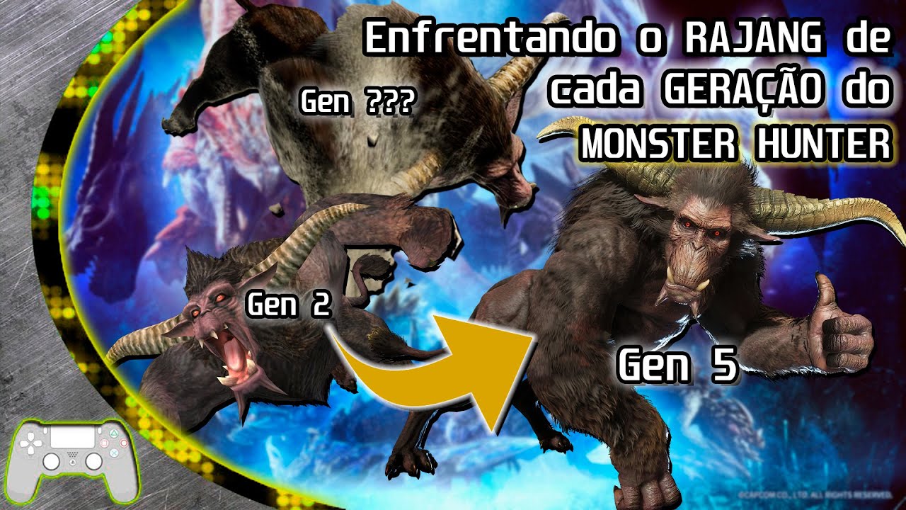 Enfrentando o RAJANG de TODAS as GERAÇÕES de MONSTER HUNTER - do MHFU ao MH Rise e Frontier