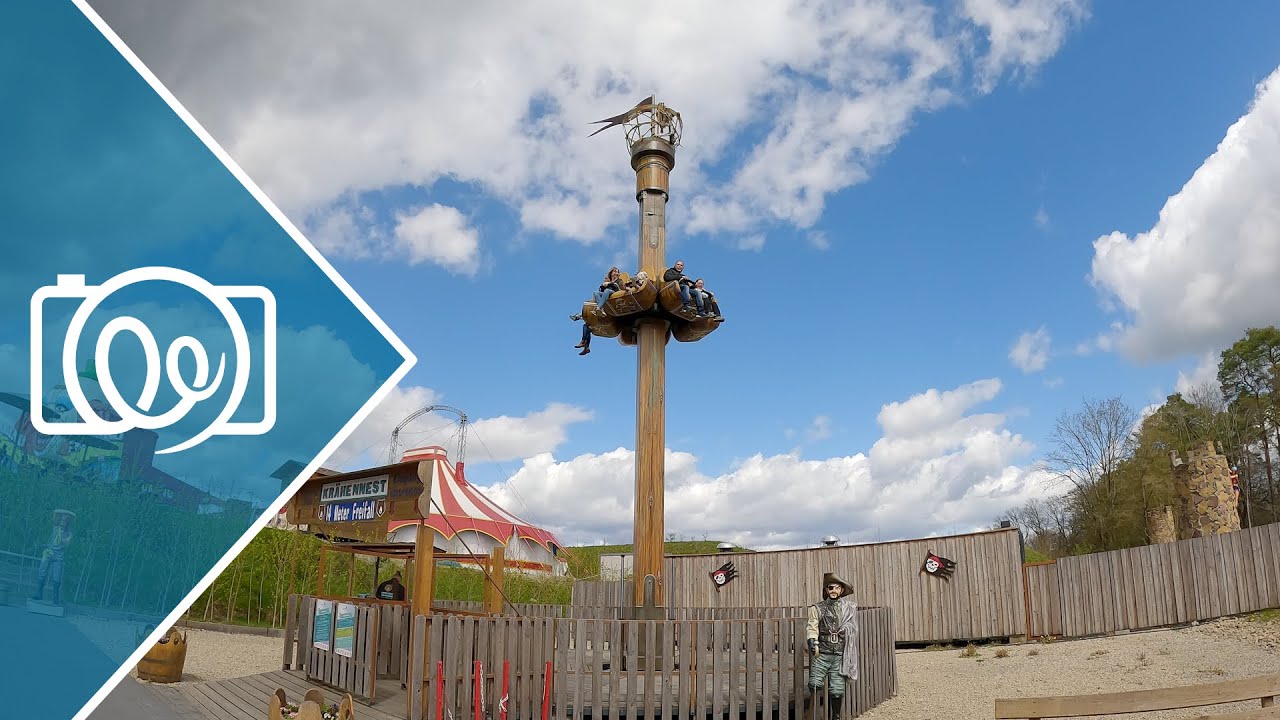 Krähennest (Family Freefall Tower) @ Eifelpark Gondorf 2023 - 4K Onride / POV Video
