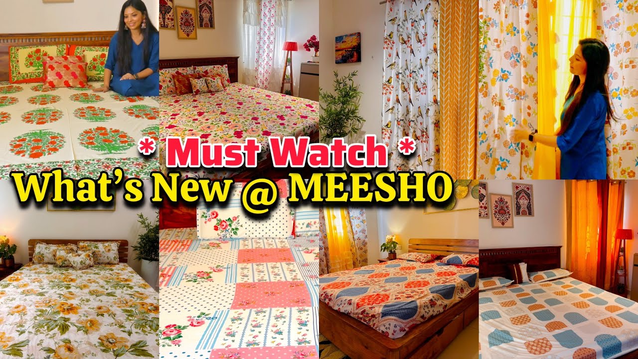 ✨🌸 Affordable Bedsheets & Curtains From *MEESHO* Best Home Furnishing Collection 🖼️MEESHO HAUL #home