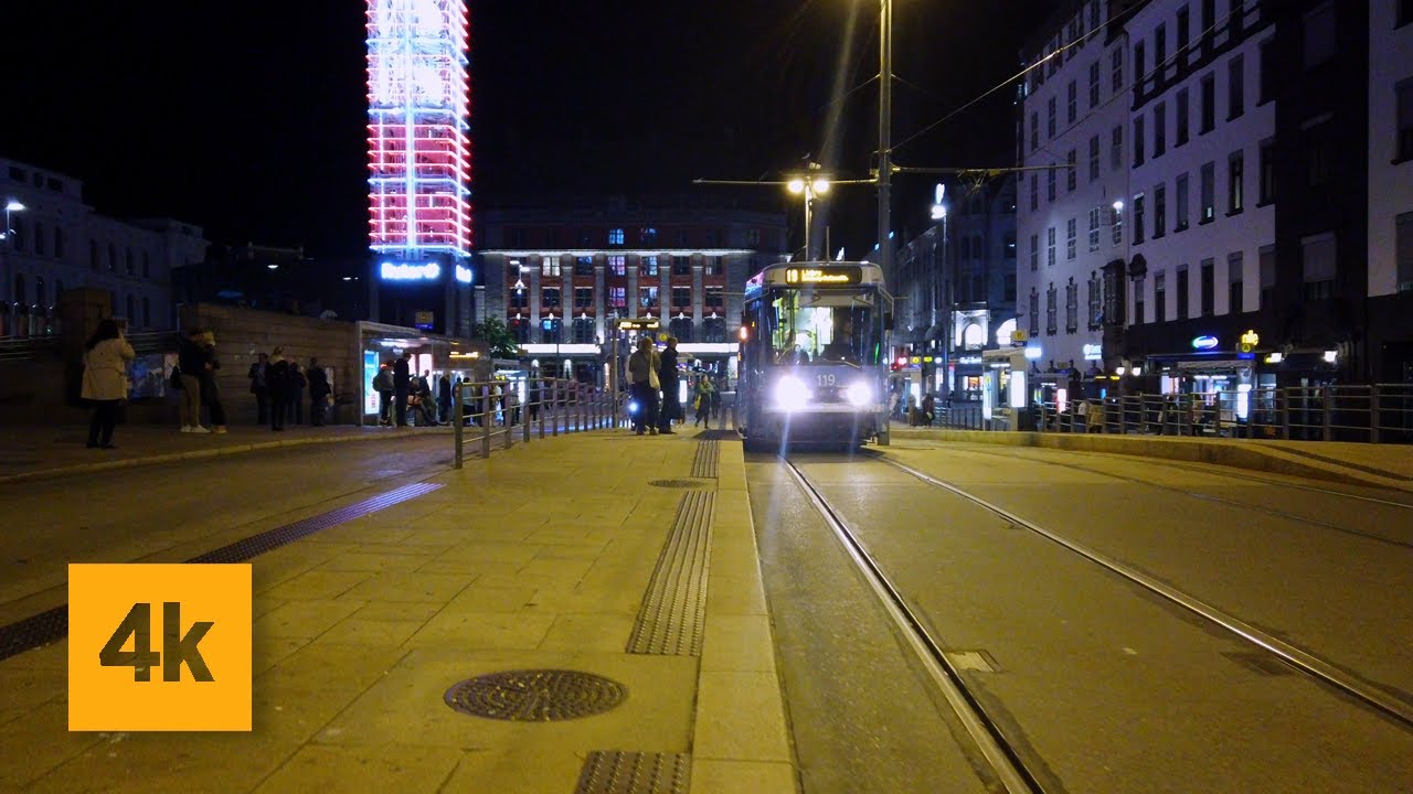 Night Walk Karl Johans Gate | Main Street Oslo Norway | Uncut Walking Video