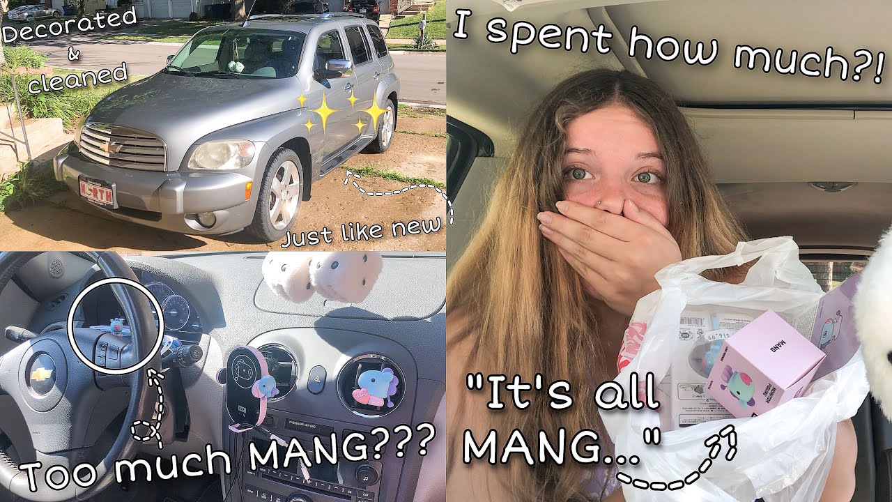I SPENT $60 TO DECORATE MY CAR WITH ONLY MANG ITEMS | Decorate & Clean car w/ me [BTS ARMY EDITION]