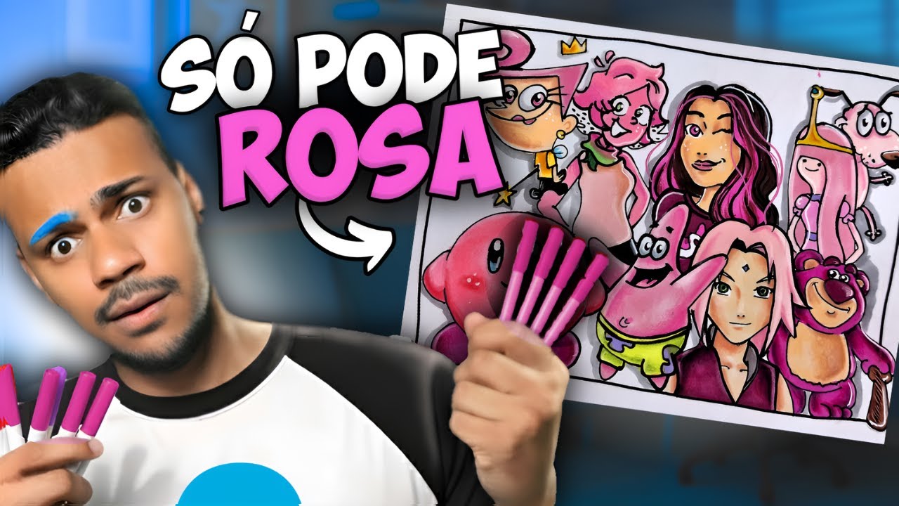 DESENHANDO APENAS PERSONAGEM ROSA - Desafio de arte !