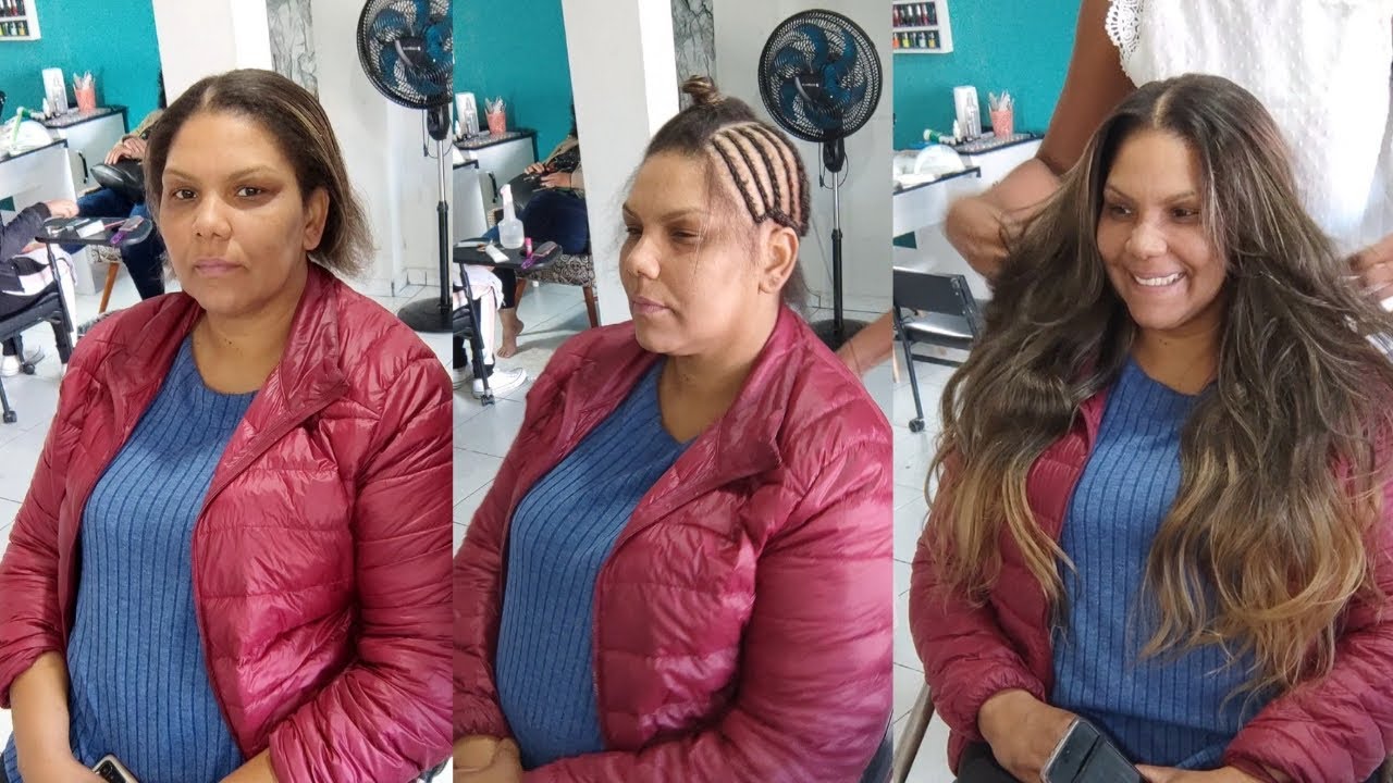 Ela Ficou Deslumbrante 😍 Entrelace Divisão No Meio Half Sew-in
