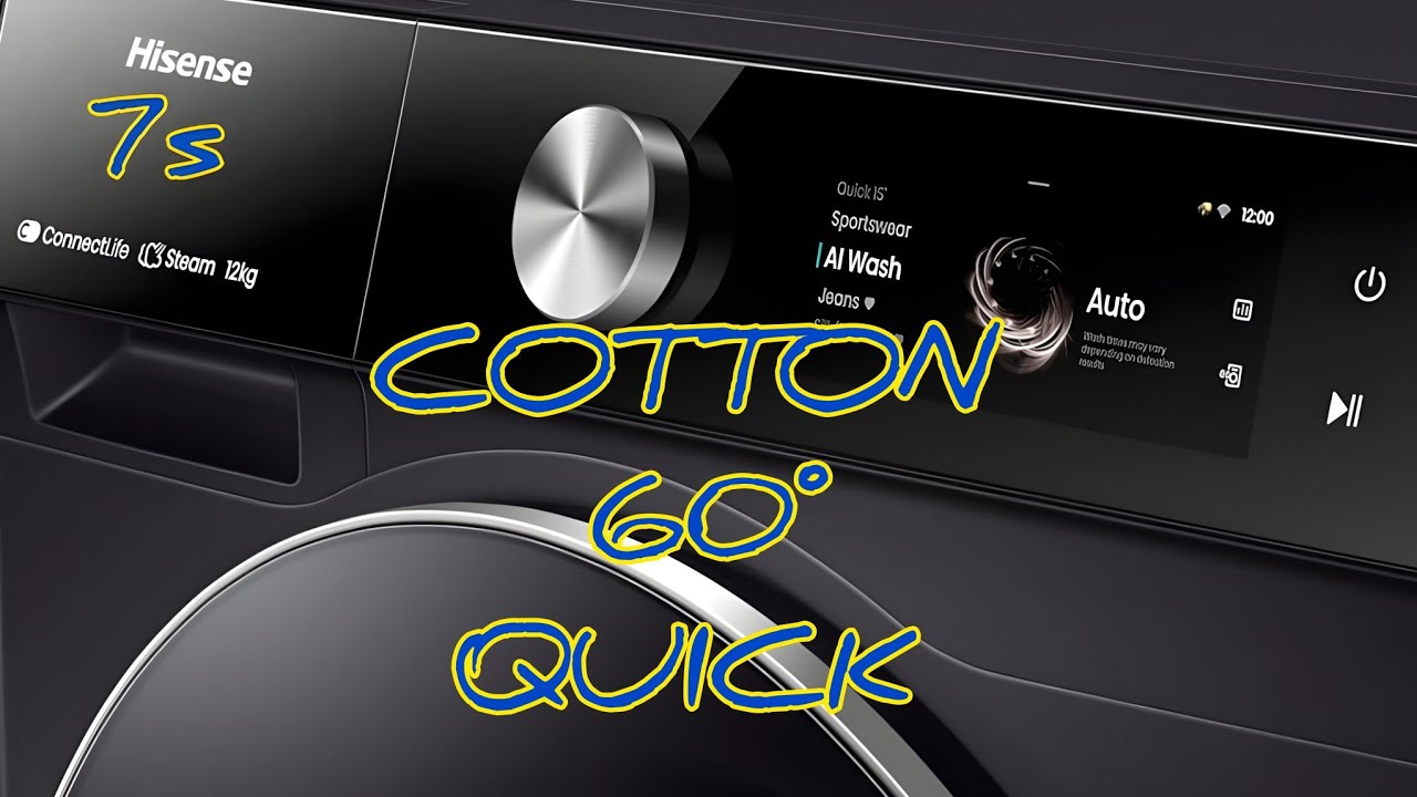 Cotton's 60° WITH OPTIONS QUICKER, UV SANITIZER 1400rpm. Hisense 7s WF7S1247BB Washing Machine.