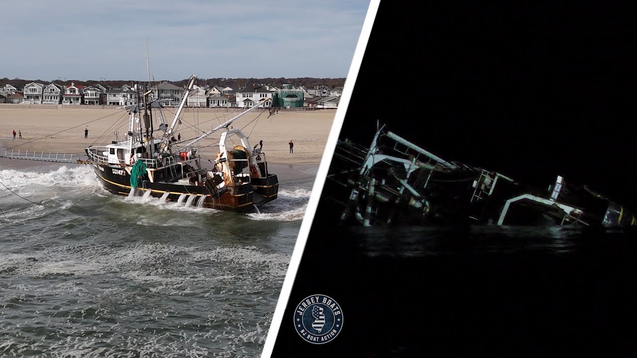 F/V SUSAN ROSE PULLED OFF BEACH AND IMMEDIATELY SINKS WITH CREW ON BOARD! | JERSEY BOATS