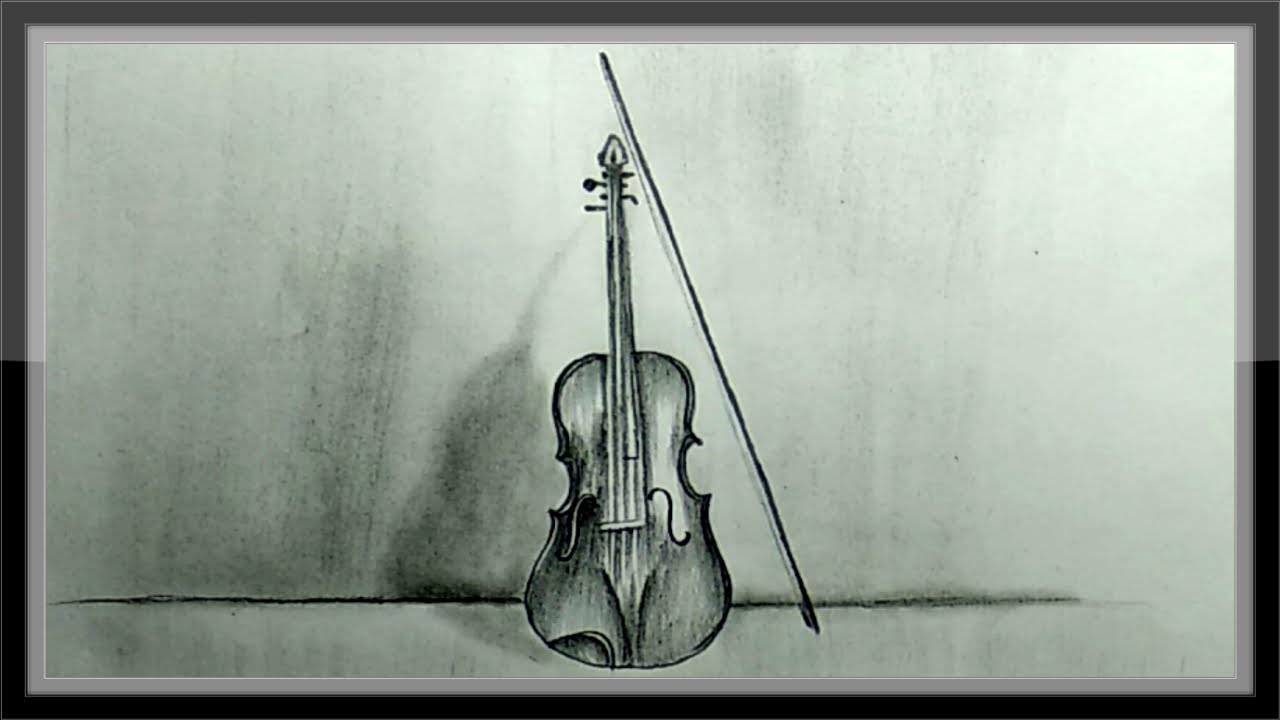 Pencil Drawing A Beautiful Violin Step By Step