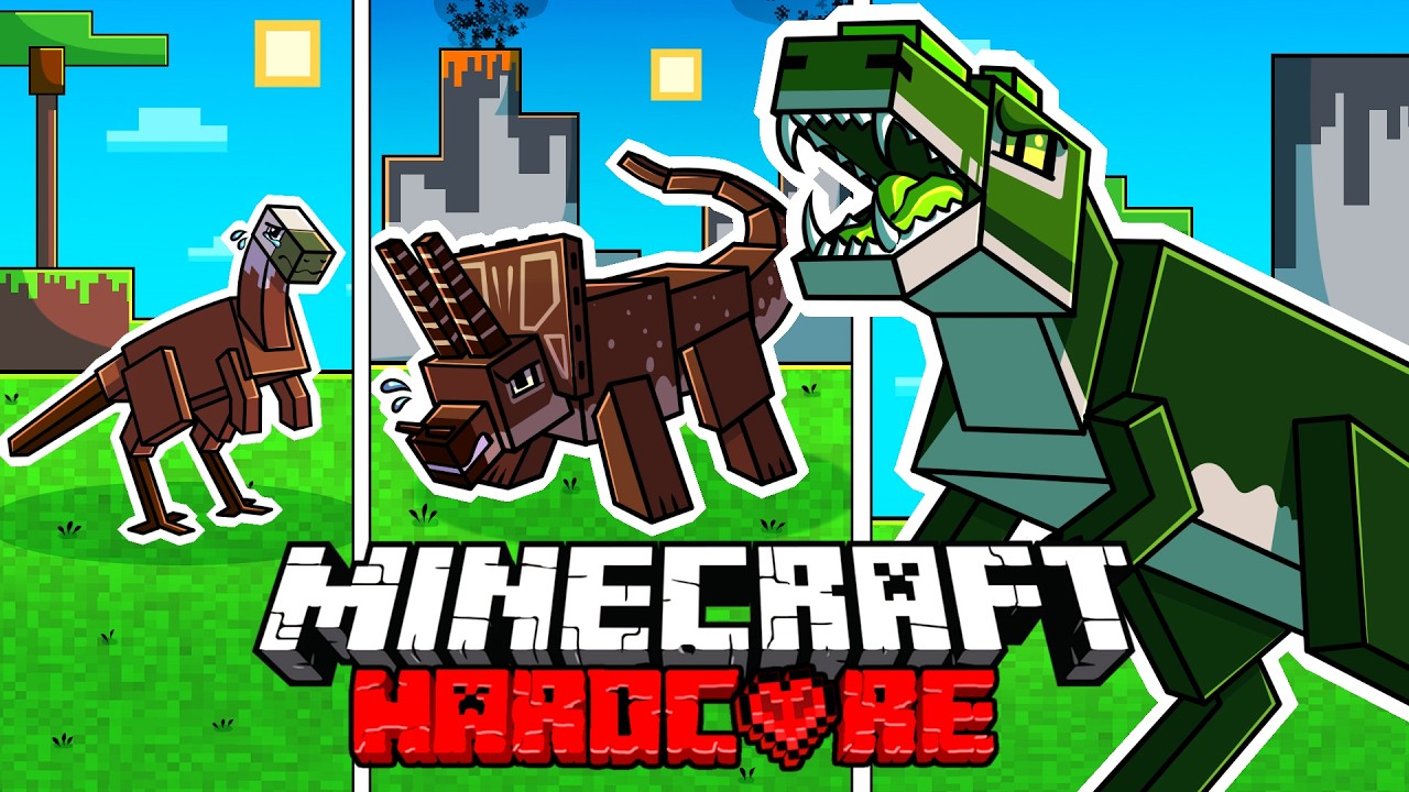 I Survived 1000 DAYS as a DINOSAUR in HARDCORE Minecraft! - Shapeshifter Quests Compilation