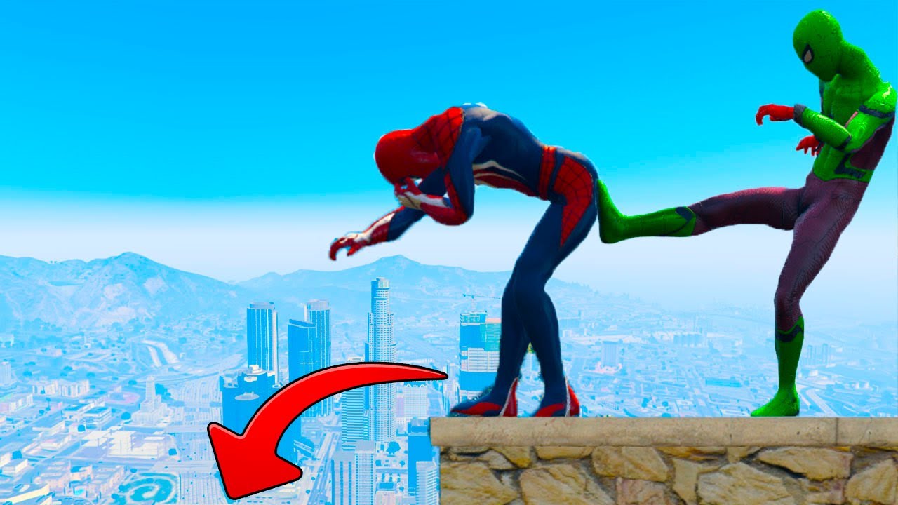 GTA 5 Insane Ragdoll Stunts 5: Spiderman Vs Rainbow Spiderman
