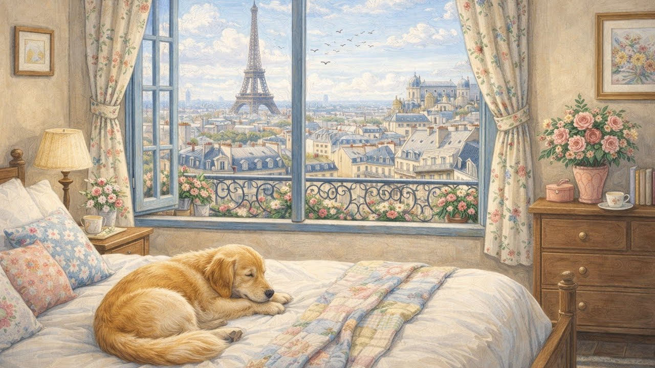 its a sunny paris afternoon and calm music is playing in another room