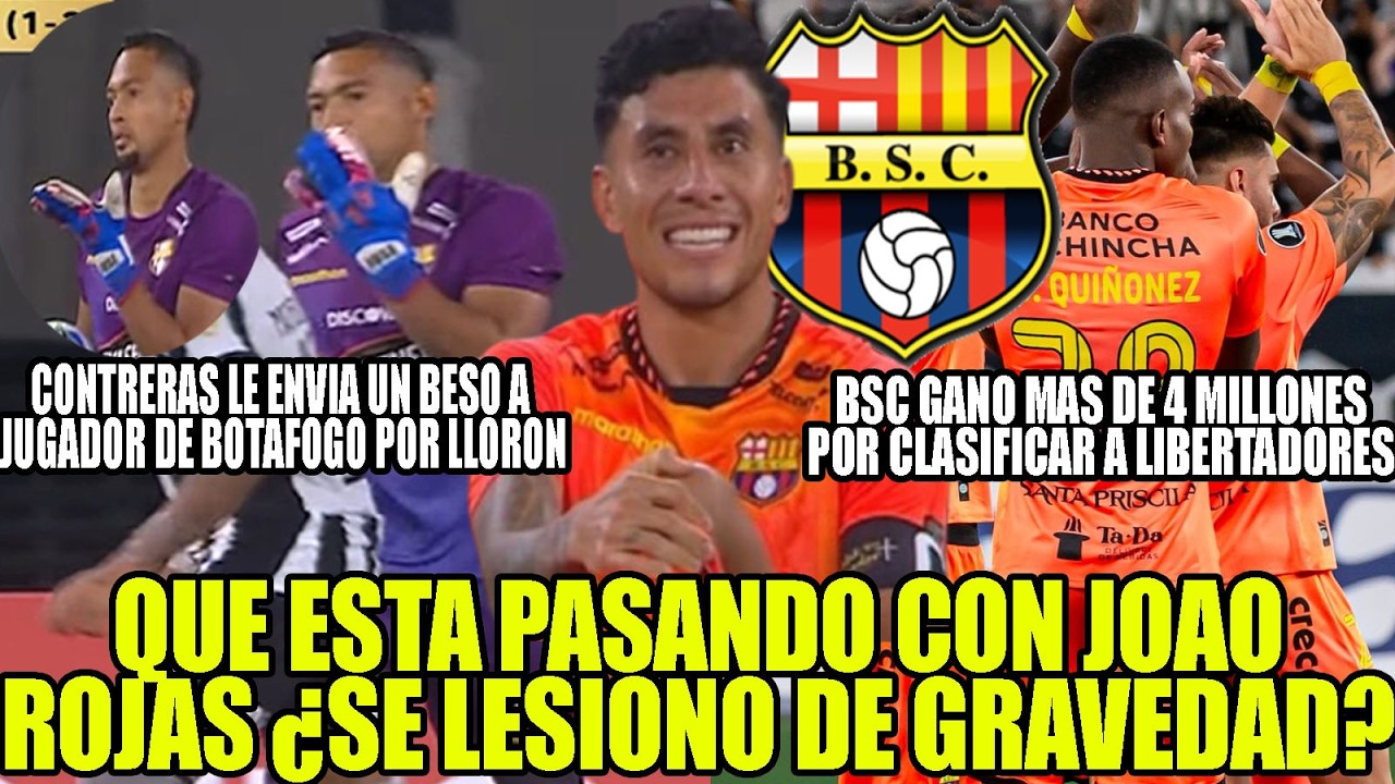 JOAO ROJAS ¿SE LESIONO DE GRAVEDAD? CONTRERAS LE ENVIA BESO A JUGADOR DE BOTAFOGO POR LLORON Y MAS
