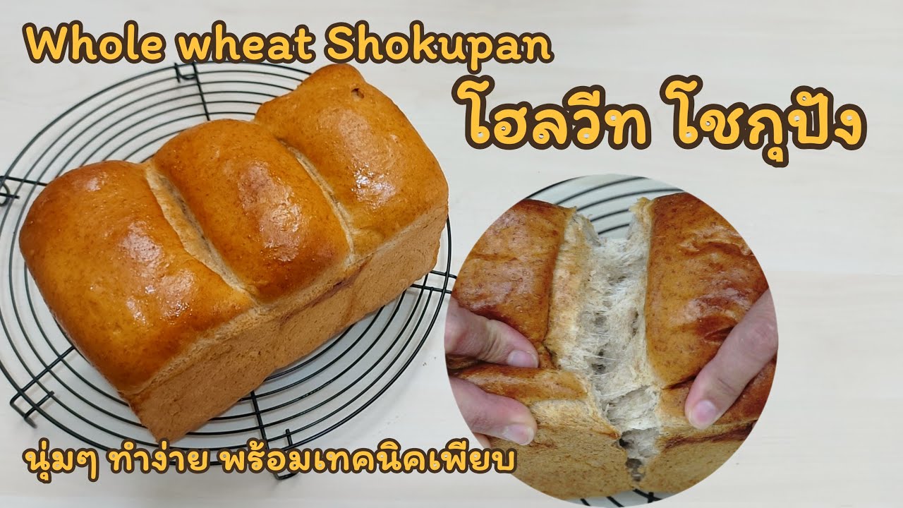 โชกุปังแป้งโฮลวีท นุ่มๆ ทำง่าย สอนละเอียดพร้อมเทคนิคเพียบ ขนมปังแซนวิชญี่ปุ่น   Whole wheat Shokupan