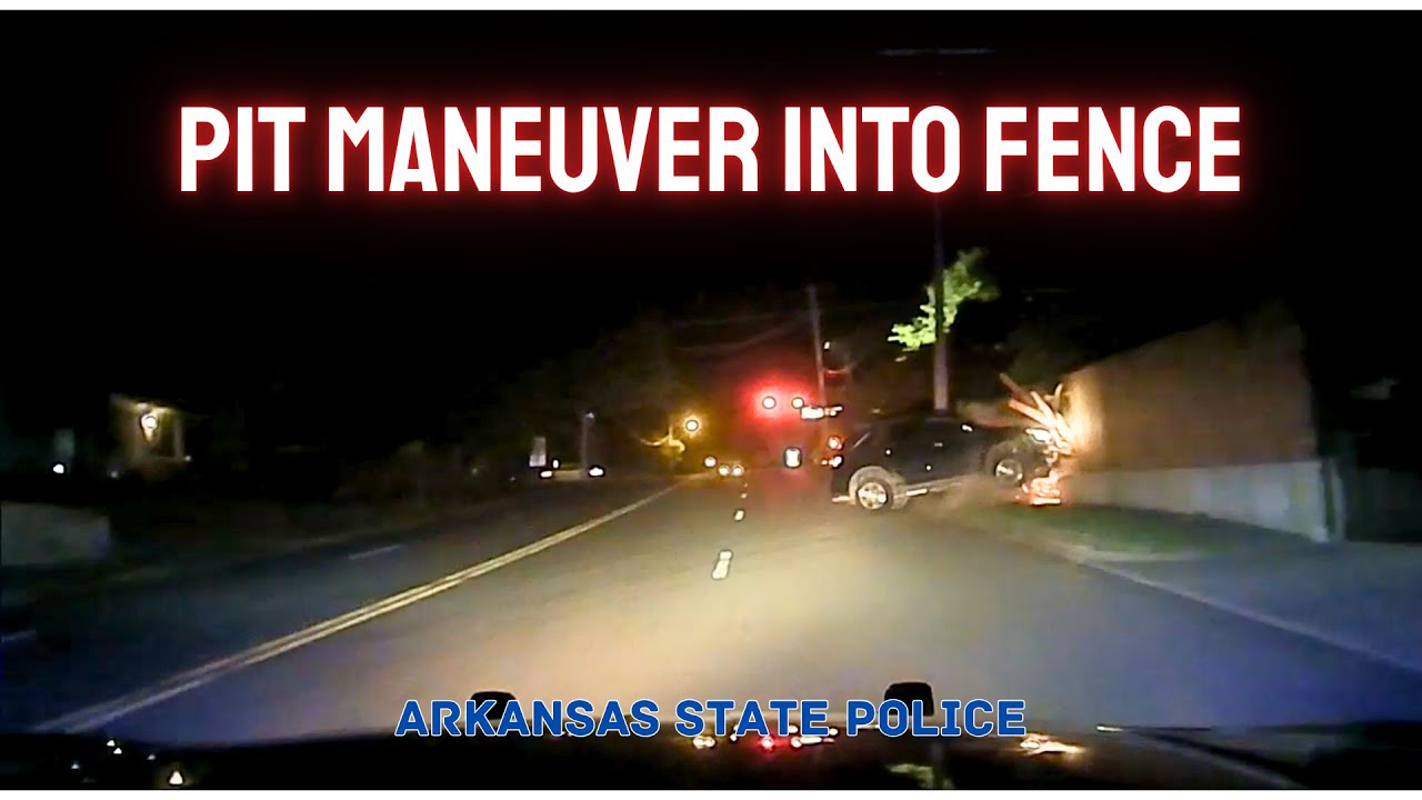 PIT MANEUVER into fence! Arkansas State Police & NLRPD pursuit on suspect w/ active warrants #chase