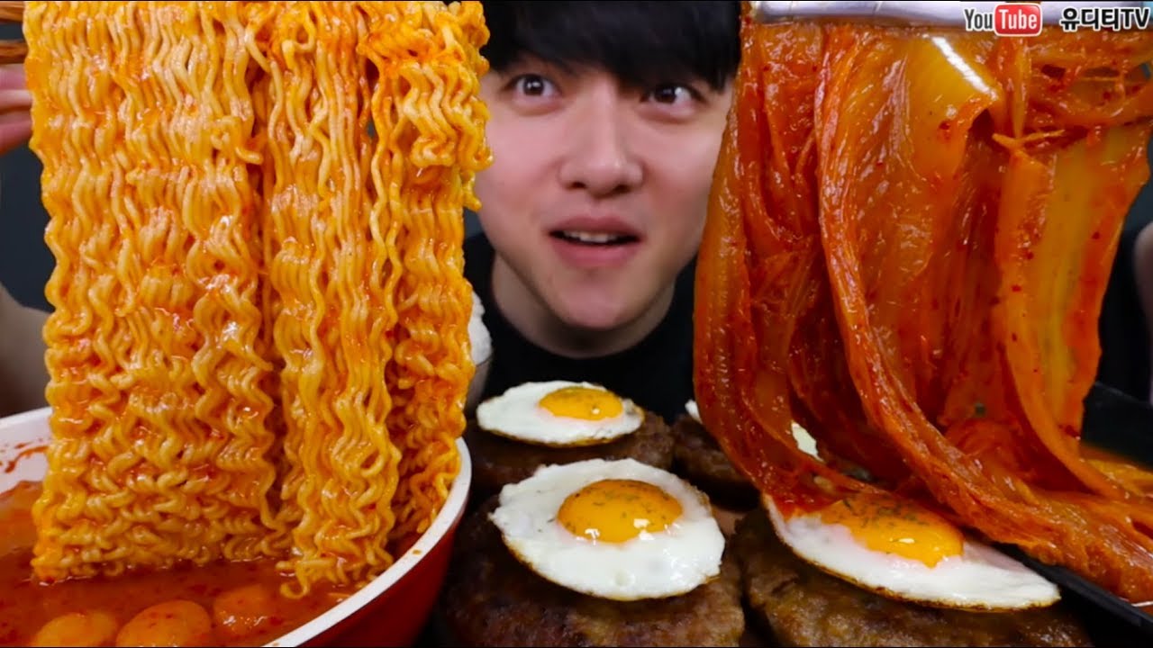 ASMR USA 햄폭탄 존슨부대찌개 & 라면사리 & 수제떡갈비 & 계란후라이 & 묵은지 먹방 REAL SOUND MUKBANG