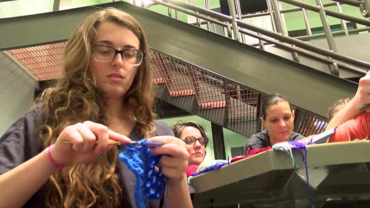 Rogers County Jail Trustees Crochet During Free Time