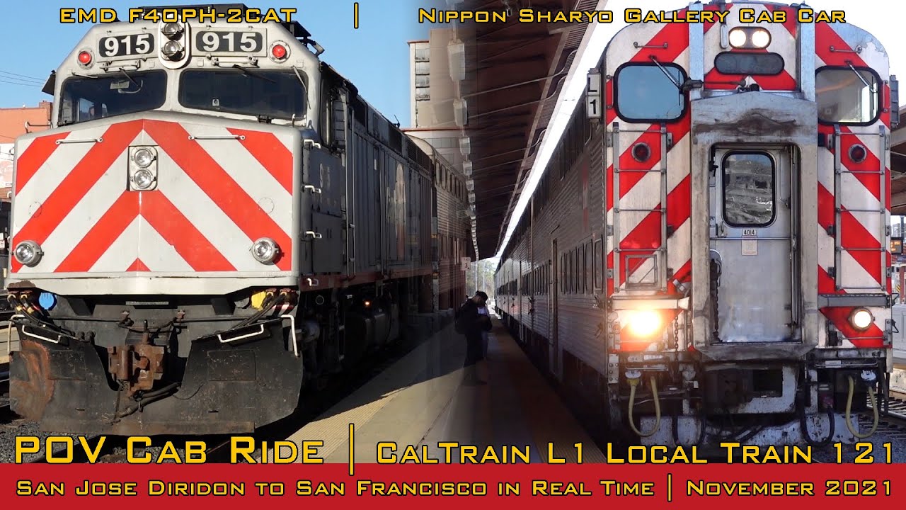 POV Cab Ride | CalTrain L1 Local Train 121 | San Jose to San Francisco | Northbound in Real Time