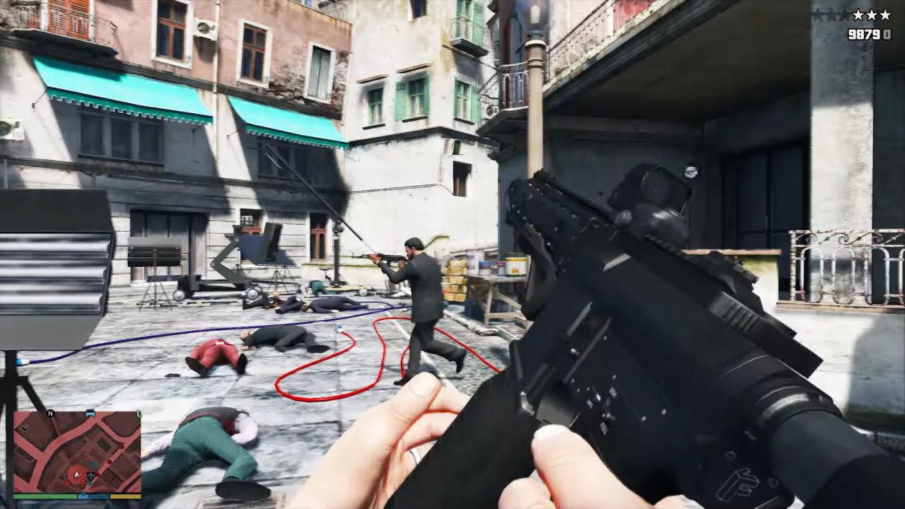 GTA 5 - Michael, Franklin & Trevor Storm the Movie Studio + Ten Star Escape
