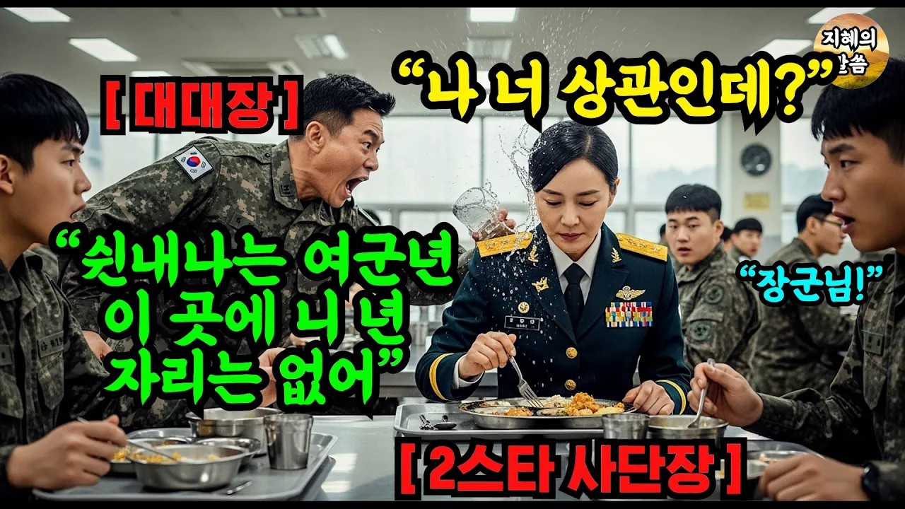 니년 뭐냐 여자년이 밥 처먹네 여군에게 물 뿌리던 중령  잠시 뒤 원스타 준장이 그녀에게 사단장님 뛰어와서 경례하는데    #오디오북 #감동 #사연