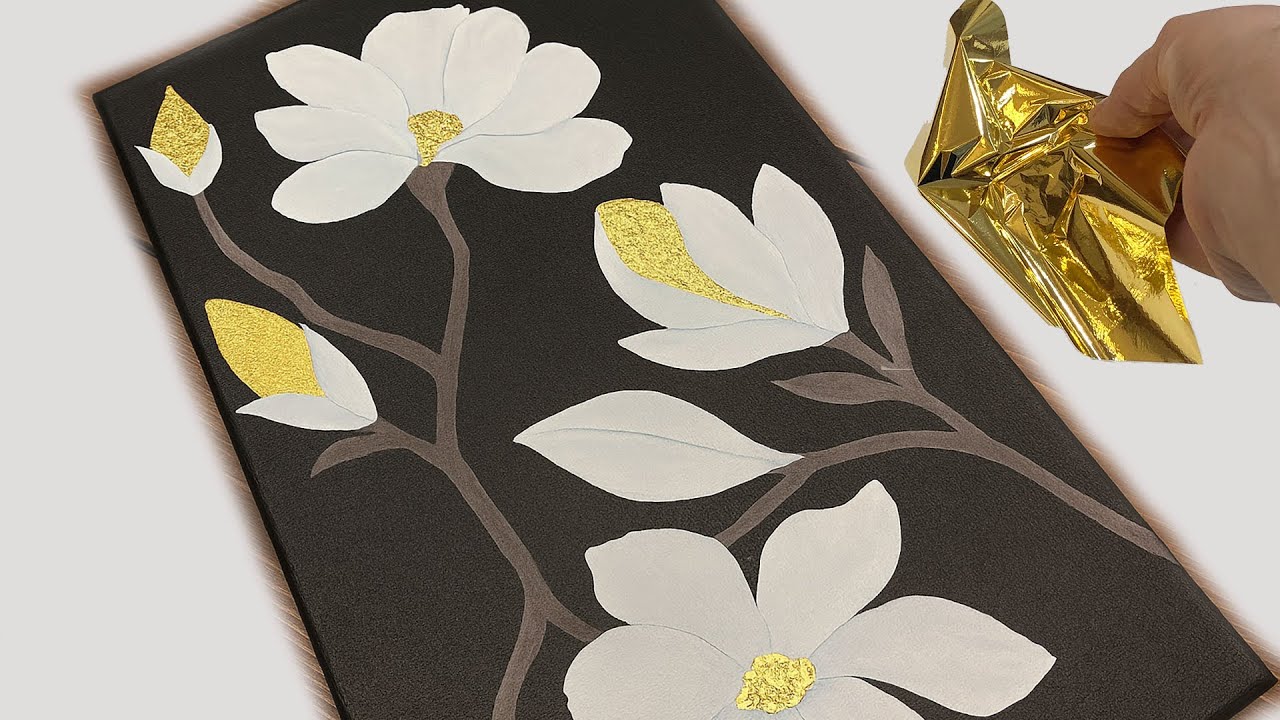 Step-by-Step Acrylic Painting with Texture Paste & Gold Leaf – Must Try! 