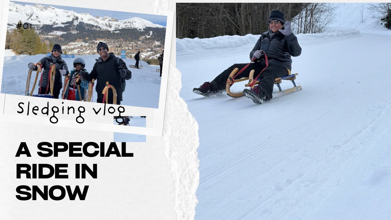 Ride through snow / sledging video/switzerland #malayalam 