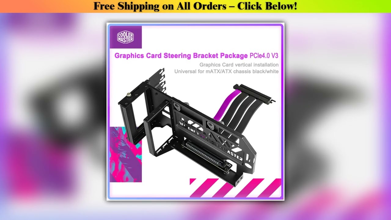Cooler Master Graphics Card Steering Bracket PCI-E 3.0/PCI-E 4.0 X16 Universal Vertical Holder GPU