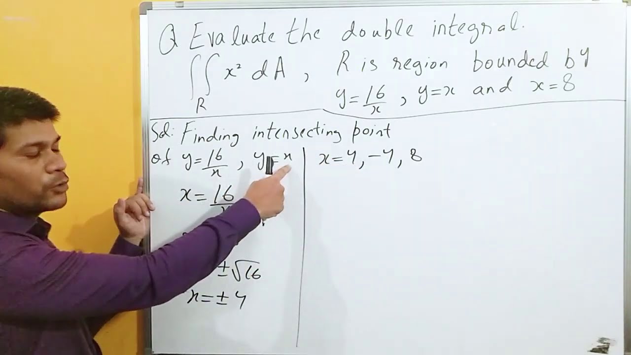 Double integral over non rectangular region, straight line and reciprocal function.
