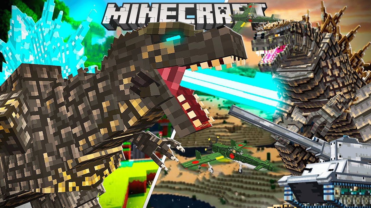NOVO GODZILLA MINUS ONE no Minecraft! *aviões, tanks e muito mais*