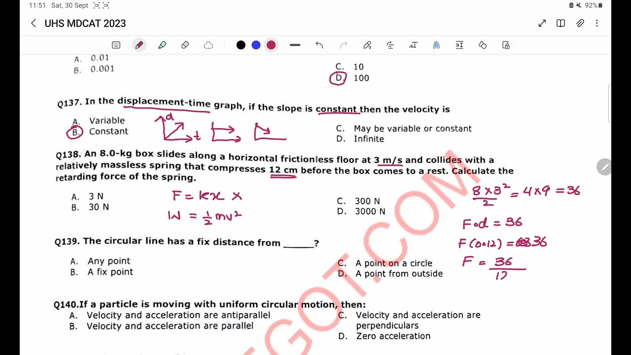 UHS MDCAT 2023 PHYSICS PORTION EXPLAINED