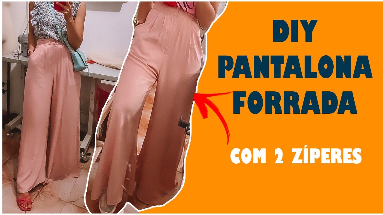 Calça Pantalona FORRADA com 2 Zíperes | Dayse Costa