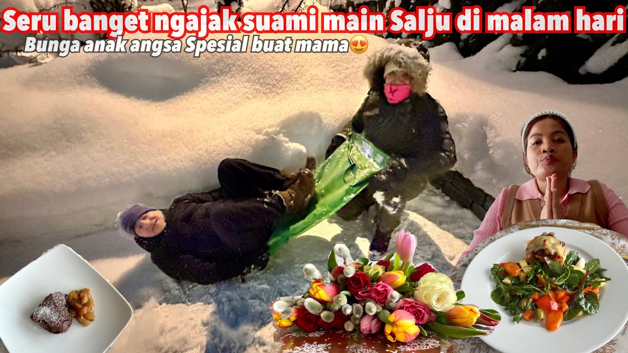 SUAMI MASAK MENU SPESIAL UNTUK MAMANYA DAN DI AJAK MAIN PROSOTAN DI TAMAN SALJU
