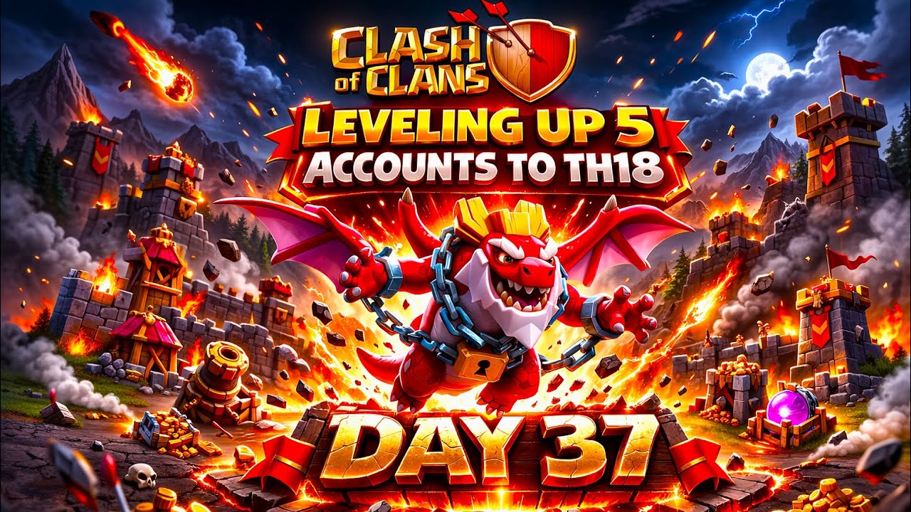 Clash of clans | Day 37 | Leveling Up 5 Accounts to TH18 | Town Hall 8