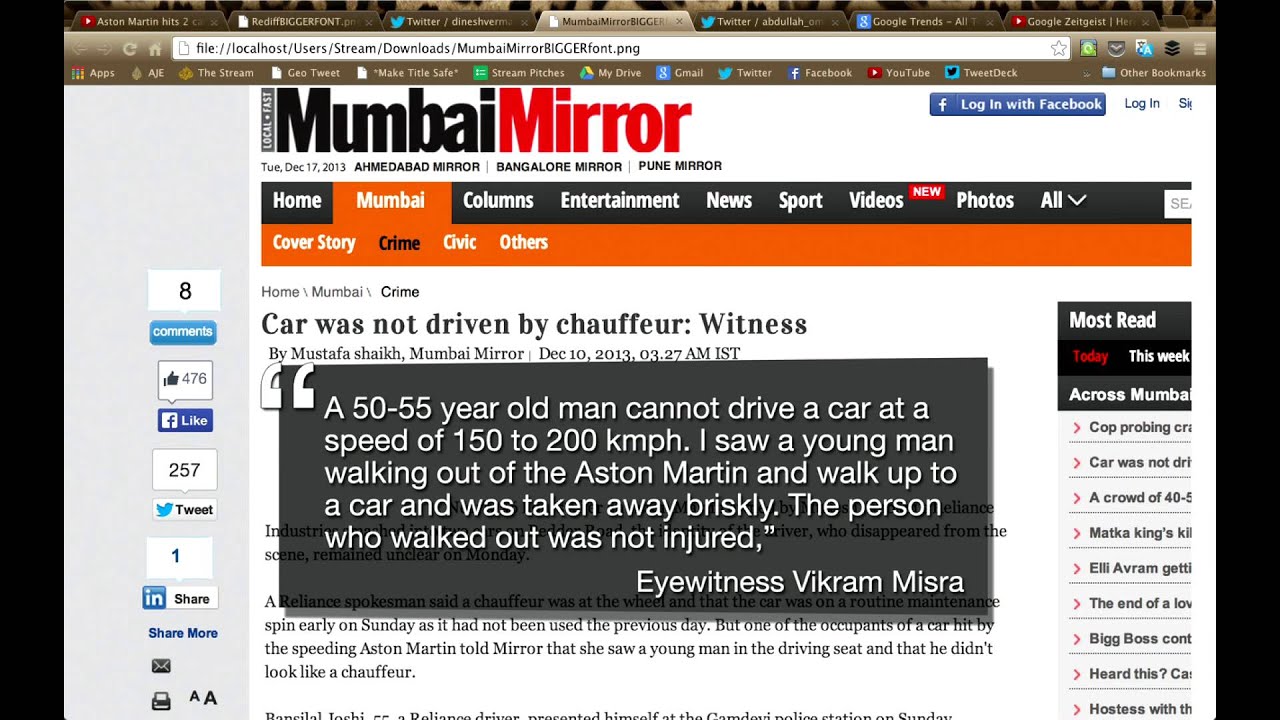 #AJStream leads: Mumbai hit and run incident generates controversy in India;  Google releases its tr