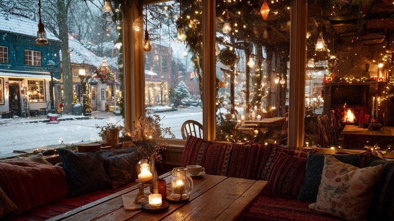 Cozy Christmas Ambience 🎄 | Small Town Cafe