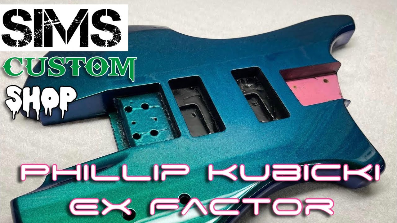 Phillip Kubicki Ex Factor bass - Blue to Green color shifting paint by Sims Custom Shop