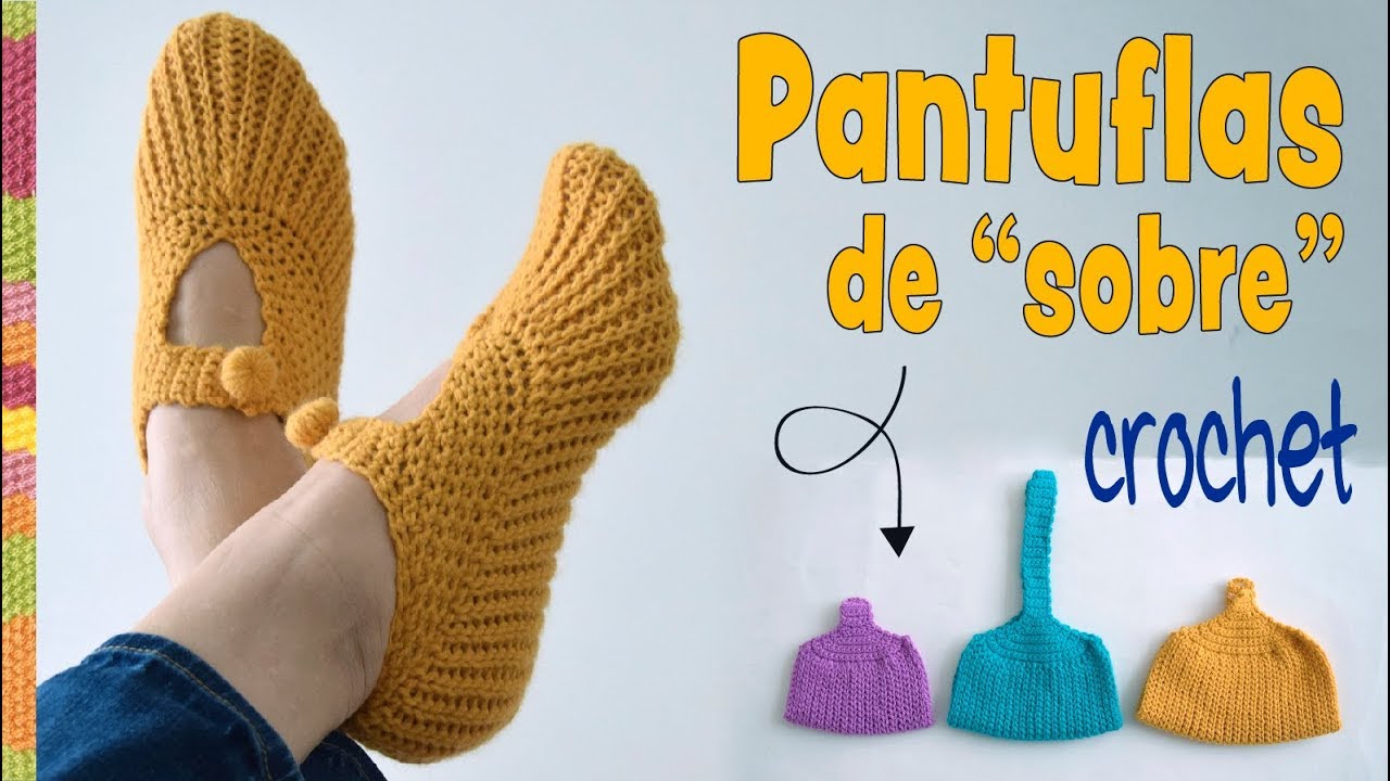 Pantuflas en "SOBRE" o "MONEDERO" tejidas a crochet en 3 tallas / Tejiendo Perú