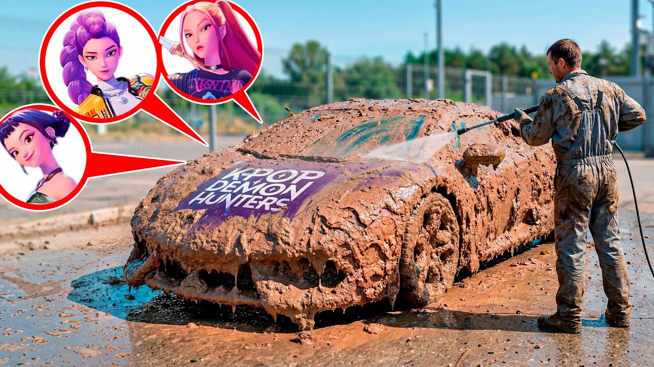 First Wash of Abandoned K-Pop CAR | Removing Dirt From Forgotten Huntrix VAN Demon Hunters