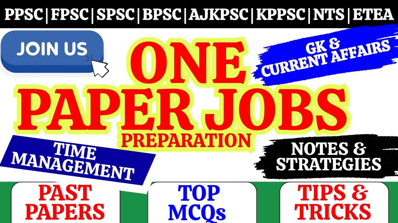 One Paper Jobs Preparation 2025 | Junior Clerk, Assistant, ASF, FIA, FBR Complete Guide & Paper Tips