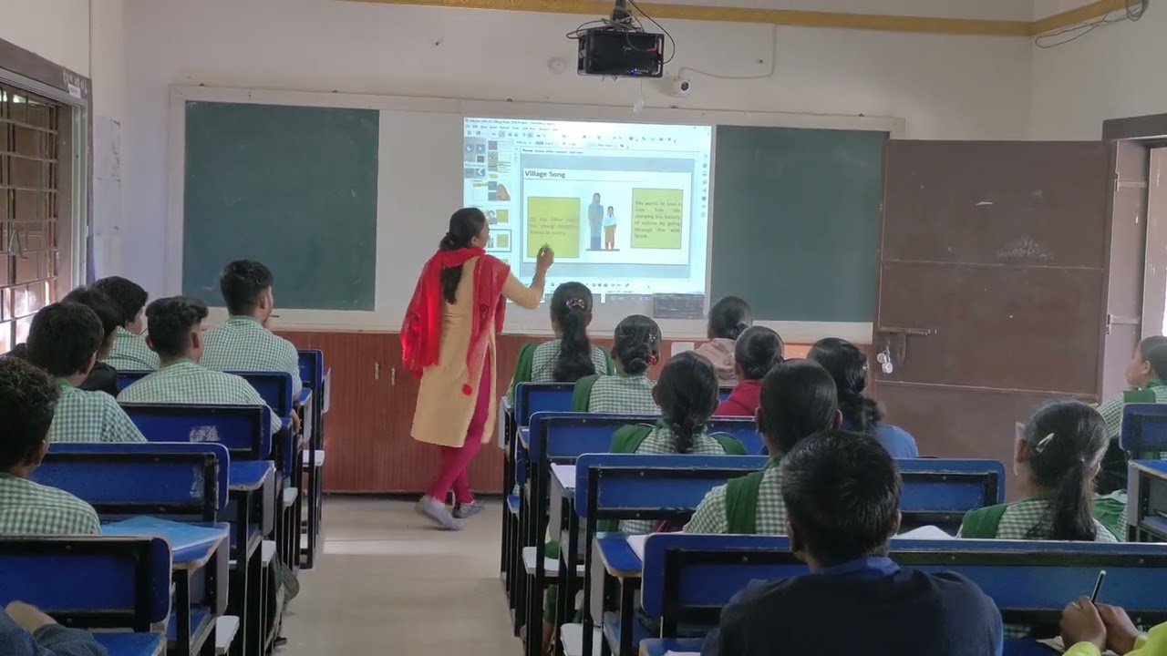Classroom teaching on VILLAGE SONG by using smartboard and e-content