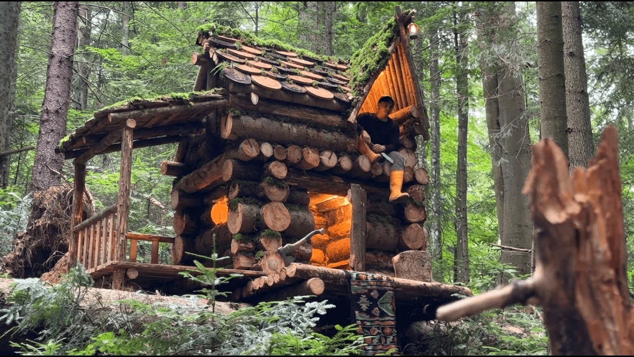Man Alone Builds a Heavy-Duty Shelter in Bear Land
