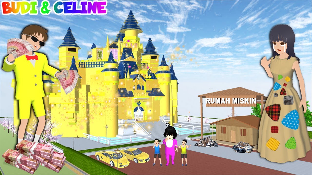 Yuta Bocil Kaya Buat Istana Bertingkat Serba Emas Raksasa VS Mio Bocil Miskin Buat Rumah Kayu Kecil